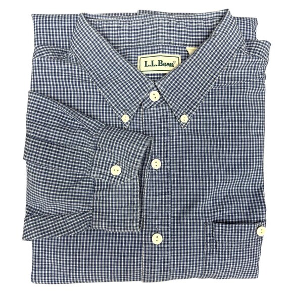 VINTAGE Men's L.L. BEAN Oxford‎ Long Sleeve Tartan Plaid Shirt | Size XL - Picture 1 of 8